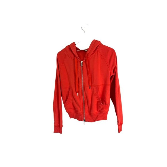 Stella Mccartney Adidas Hoodie Full Zip Womens Jacket SZ 38/Med Zip Hood Orange - Picture 5 of 6